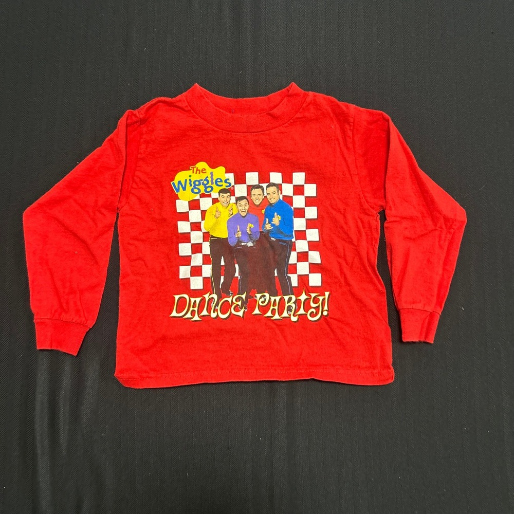 Vintage 2003 The Wiggles Dance Party Red Long Sleeve T-Shirt Kids Size 4T